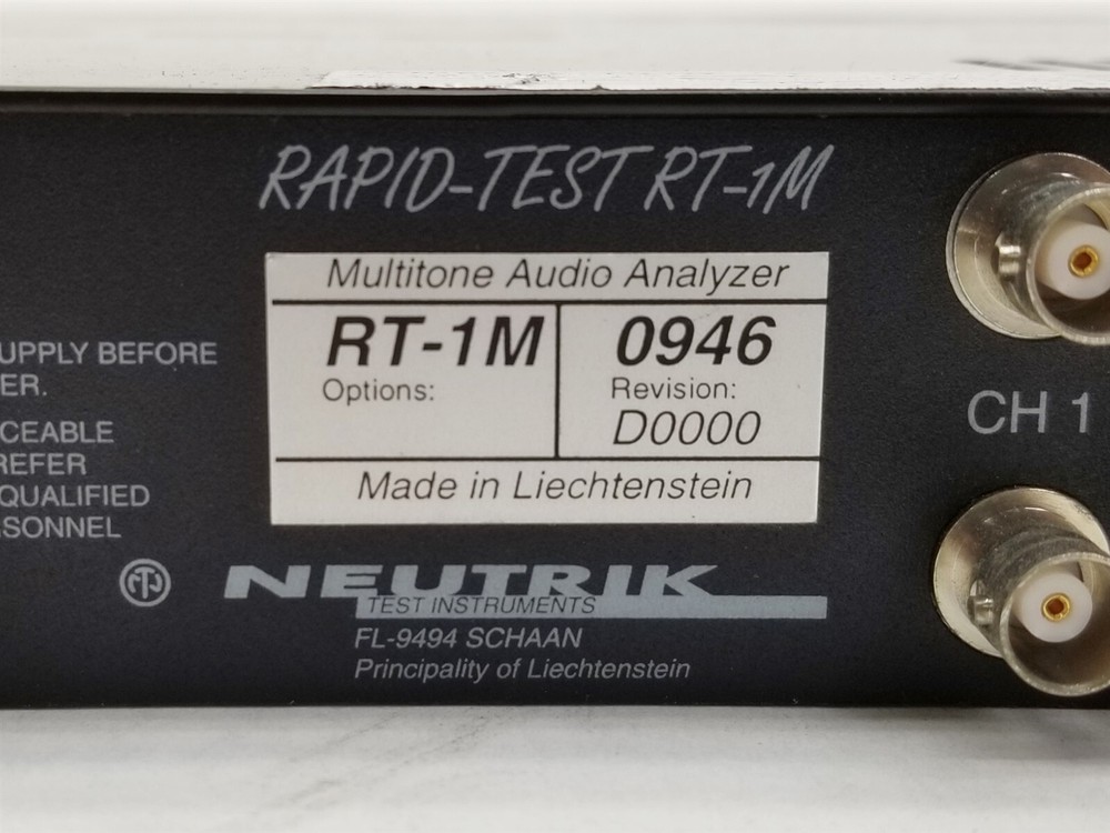 NEUTRIK RT-1M Rapid Test Multi-Tone Audio Analyzer Option DTMF w/Phantom Adapter