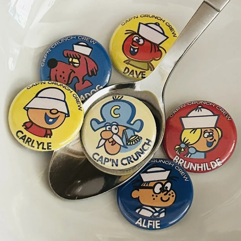 Cap'n Crunch Crew Replica Button 6-Pack Captain Cereal Retro Premium