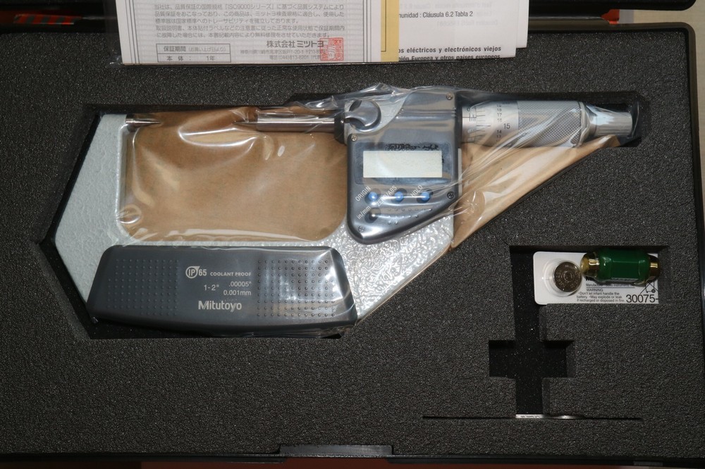 Mitutoyo 1-2” Digital Digimatic Electronic Outside 15 Degree Point Micrometer