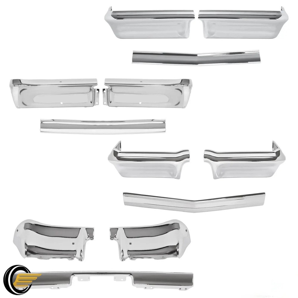 Chrome Front/Rear Bumper Panel Set Replacement For Chevrolet Impala 1962 1963