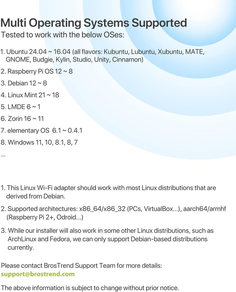 BrosTrend 650Mbps Linux Compatible WiFi Adapter Supports Kali Linux, Black
