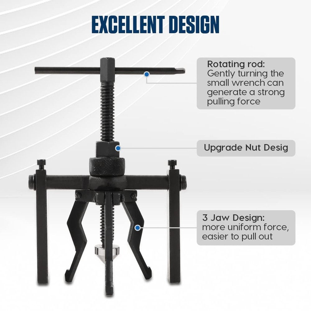CMTOOL Bearing Puller Tool 3 Jaw Pilot Removal Kit, Blind Small