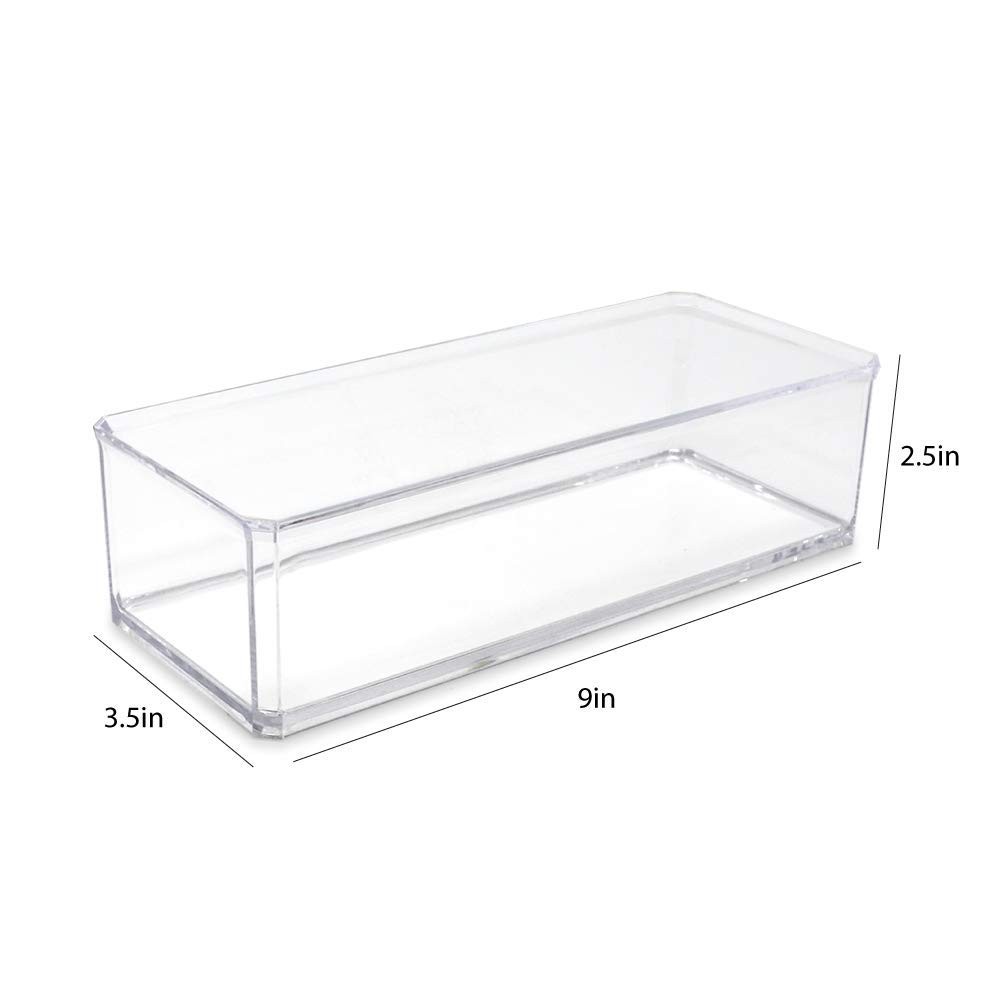 Isaac Jacobs Clear Acrylic Rectangular Stackable Storage Organizer, 9L x 3.5W...