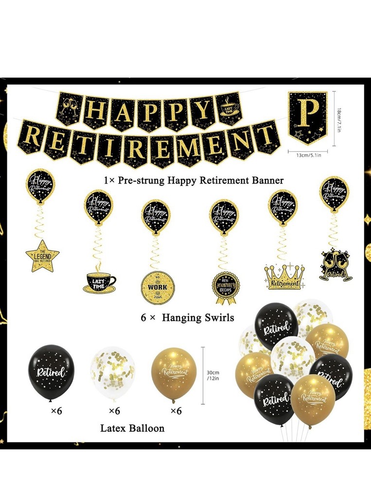 Black & Gold Retirement Decorations