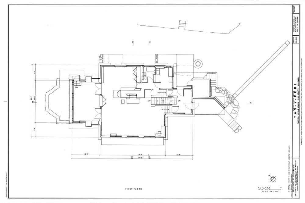 4 bedroom open plan home by Frank Lloyd Wright, printed architectural drawings