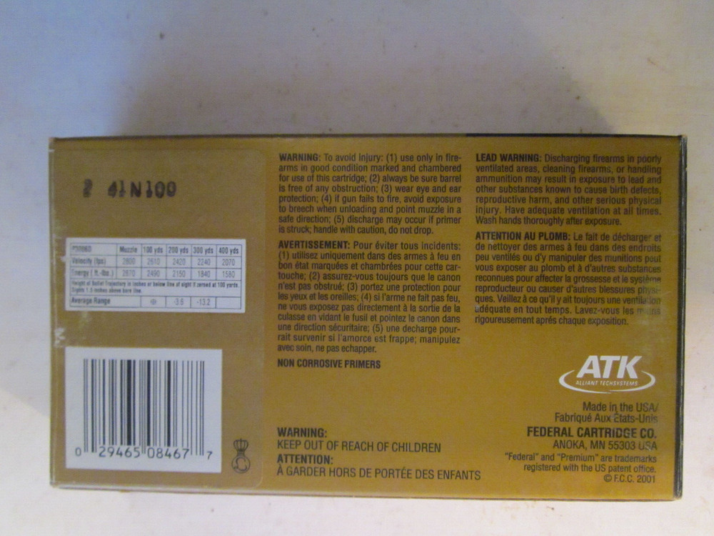 FEDERAL 30-06 EMPTY BOX