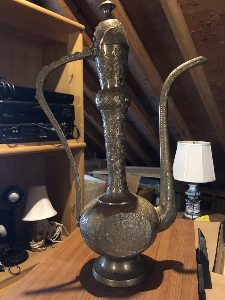 Vintage INDIA Etched Brass Samovar Set