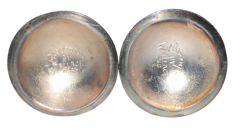 Vtg Wallace Silver Co Candle Holders Baroque Pattern 736 Silverplated 2 1/2"