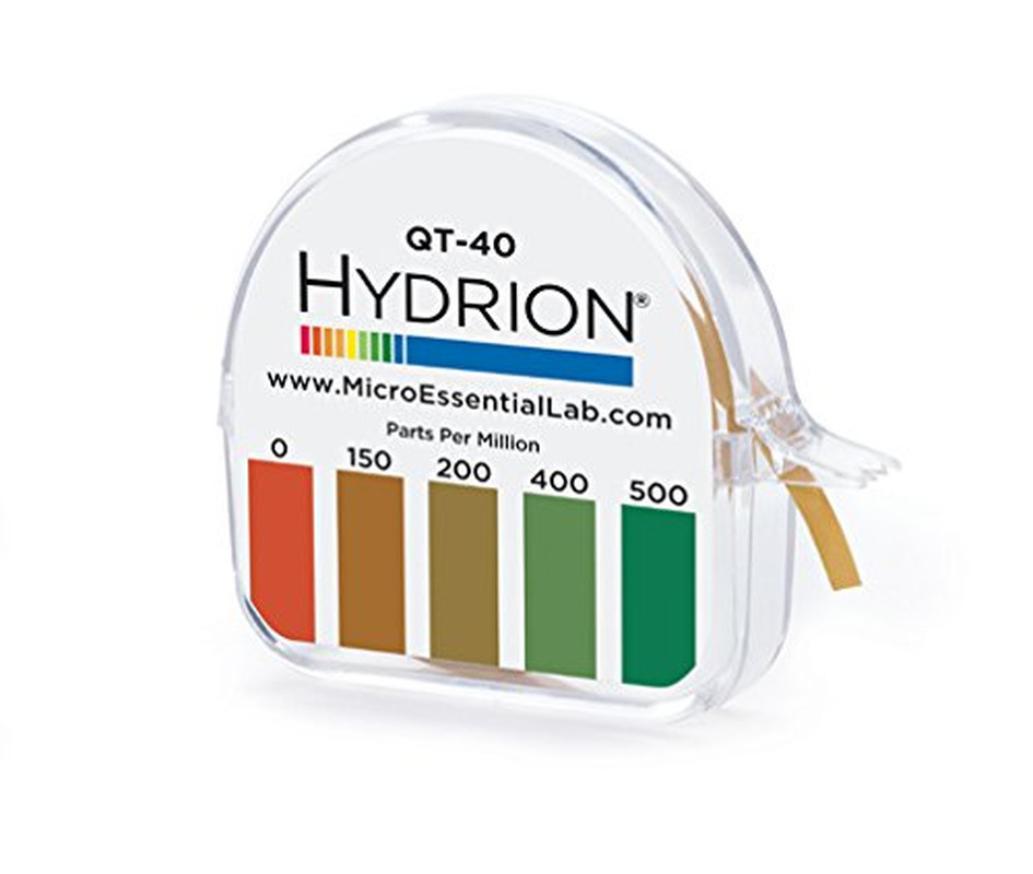 Hydrion QT-40 Quaternary SANITIZER Solution Test Tape for Testing 0-500 Ppm Rang