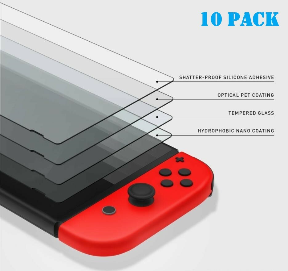 10Pack Premium 9H Tempered Glass Screen Protector Guard For Nintendo Switch
