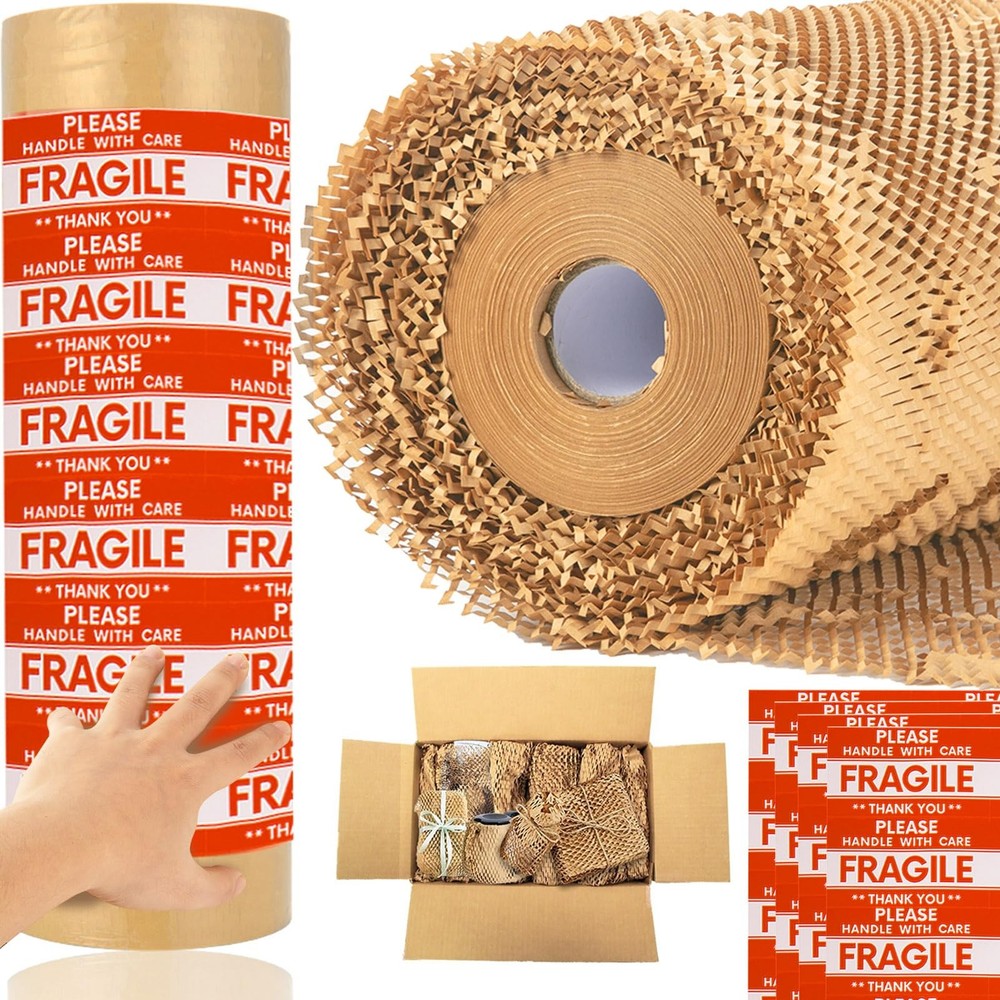 Honeycomb Packing Paper Wrap 15''x328', Substitute Alternative for Bubble Cus...