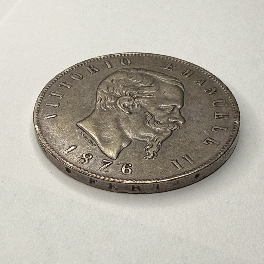 1876 Italy 5 Lire Silver
