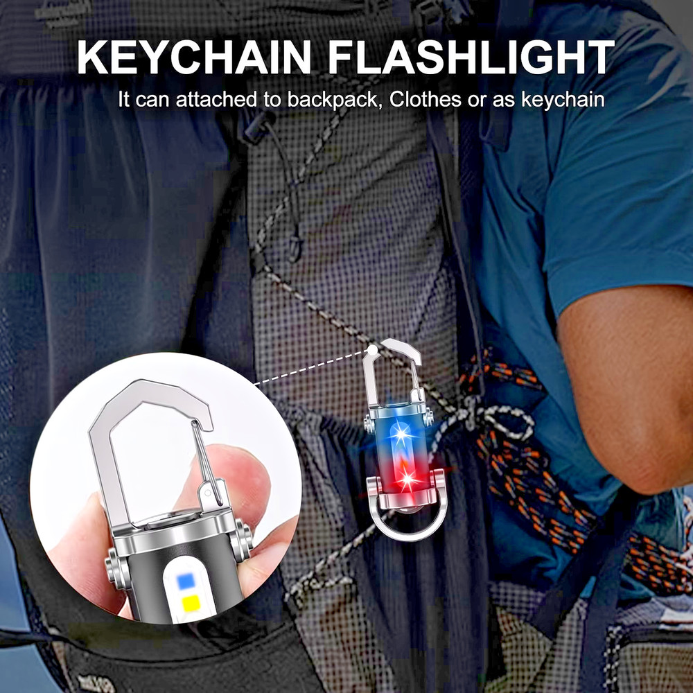 2 X Rechargeable Multi-Mode Mini Keychain Flashlight, 300LM LED work light