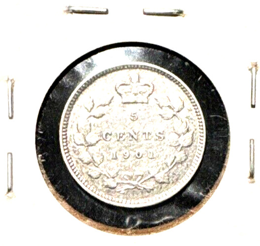 Canada 1901 silver five cents KM 2 XF (2)