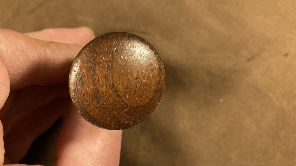 Antique Walnut? Round Knob Thick Drawer Door Pull Handle Long Threaded Shank