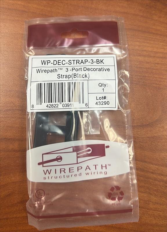 Wirepath WP-DEC-STRAP-3-BK 3-port decor strap black box of 20