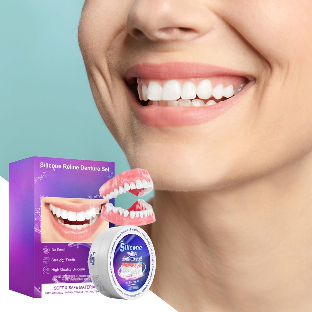 Denture Reliner Repair Kit,User-Friendly Silicone Cushion for Denture Refitting`