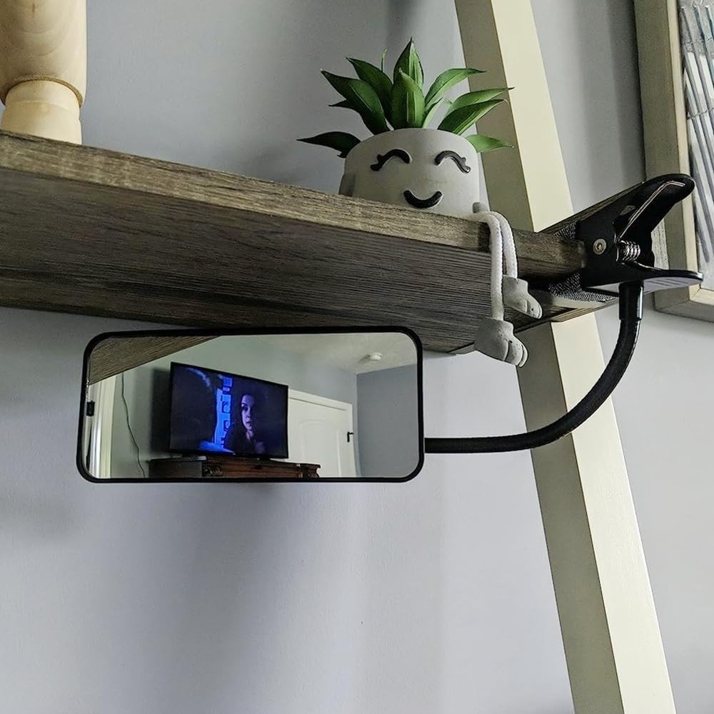 Black Framed Clip-On Mirror - 6.69" Safety Solution for Home Office and Facetime