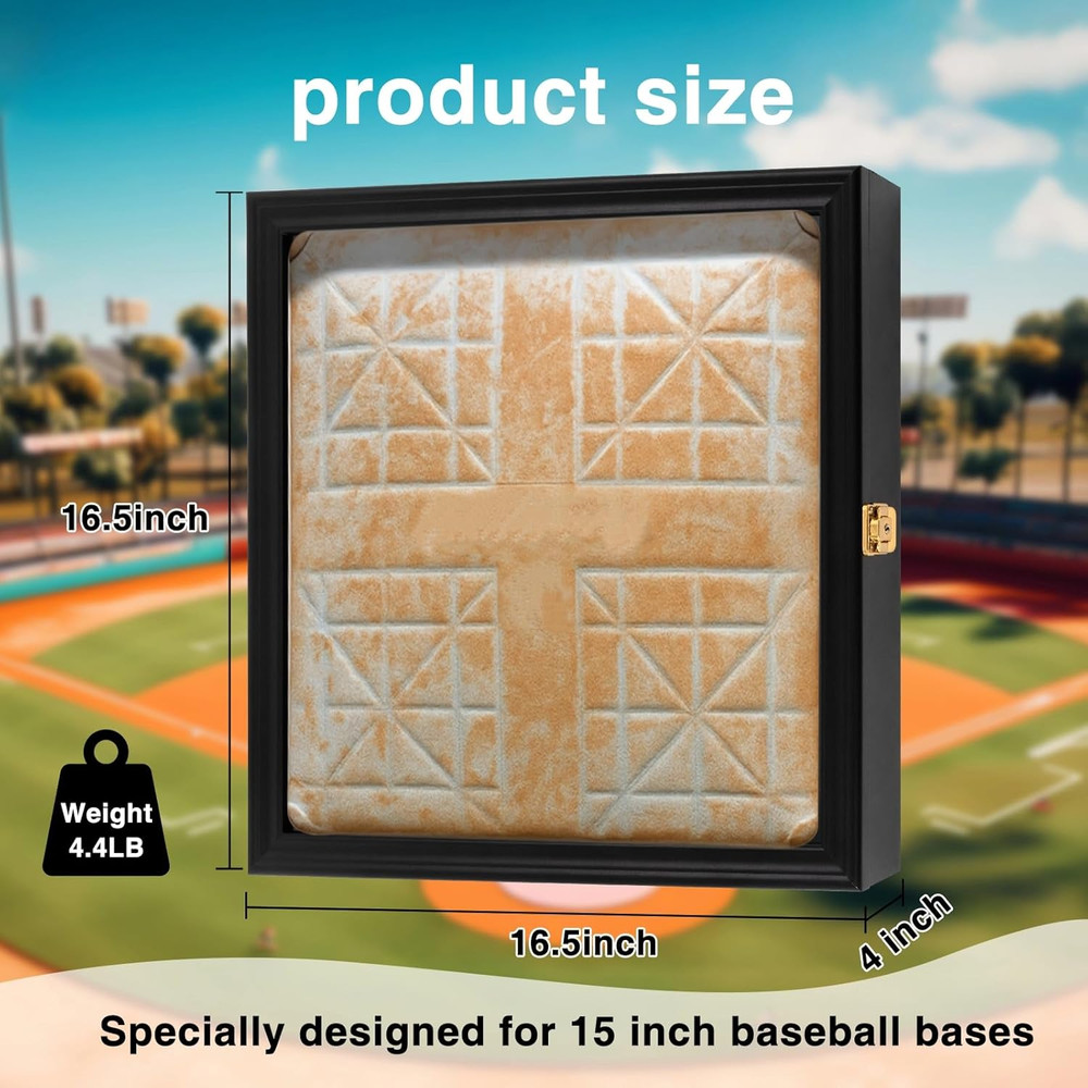 Full Size Baseball Base Plate Display Case Baseball Base Holder Display Case Cab