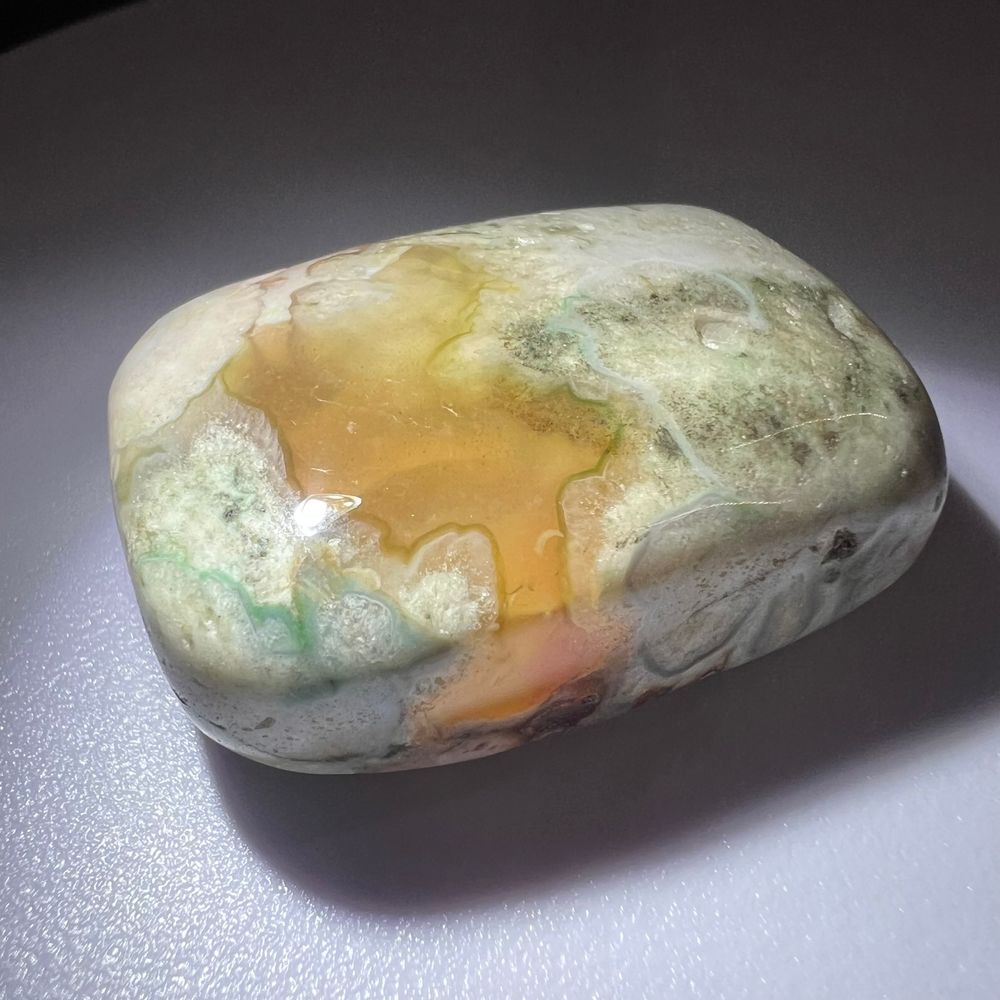 Green Flower Agate Crystal Palmstone