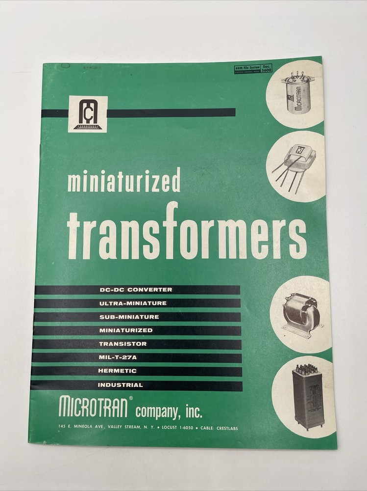 1960 Microtran Miniaturized Transformers Brochure Catalog