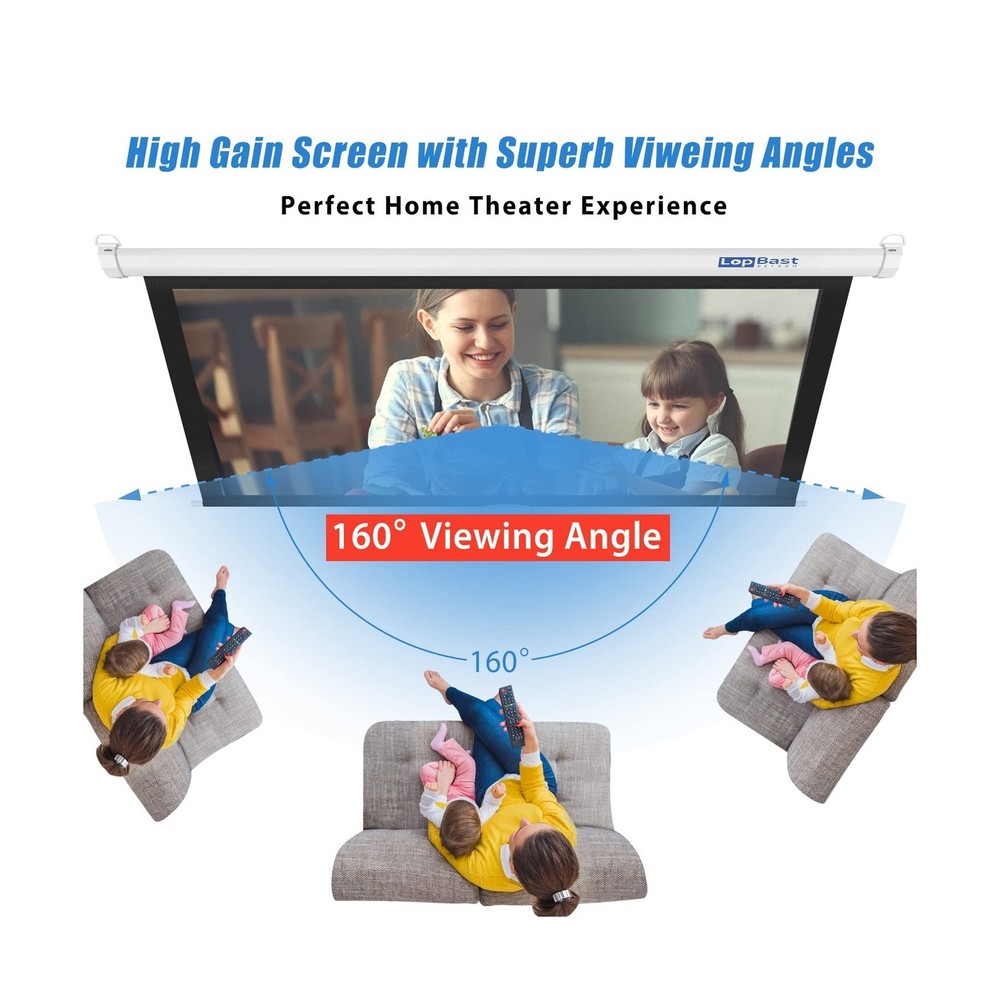 100INCH Manual Pull Down White Projector Screen 16:9 1.2 Gain Retractable Aut...