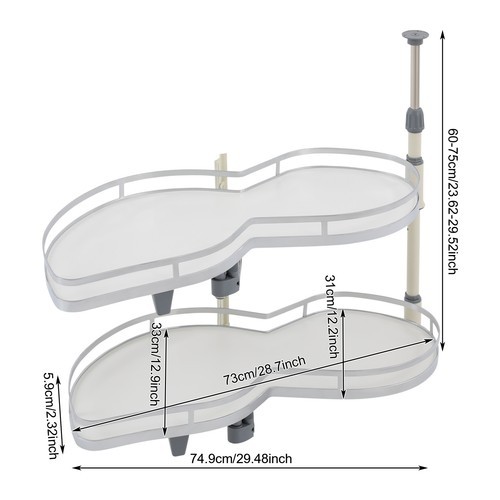 2 Tier Swing Tray Left Blind Corner Kitchen Cabinet Pull Out Kitchen Organizer