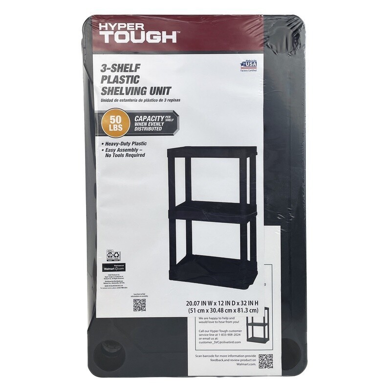 Durable 3 Tier Plastic Shelving Unit Easy Assembly Heavy Duty Storage Solution