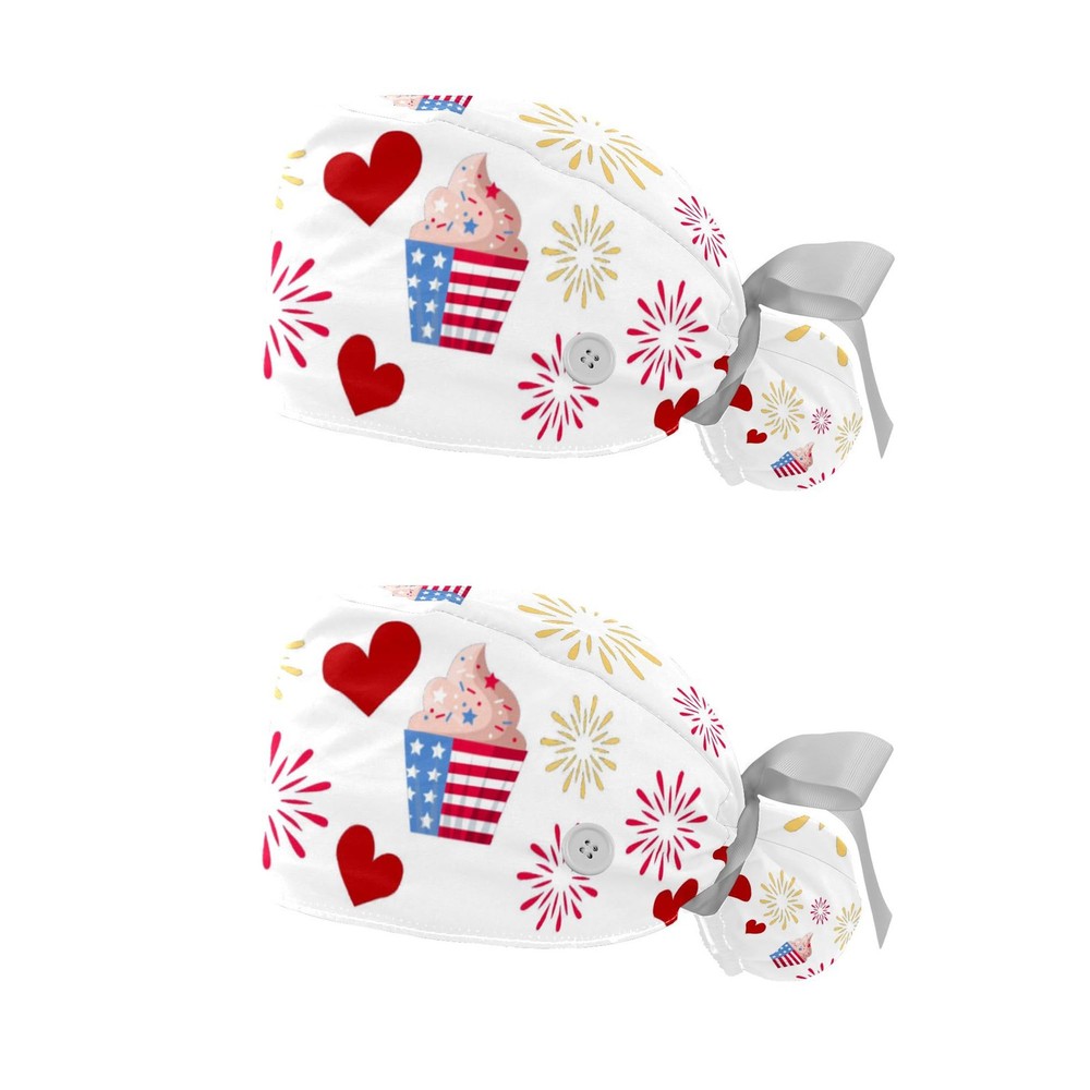 2 Pack Scrub Caps Women, Nursing Hats Buttons, Ponytail Working Adjustable