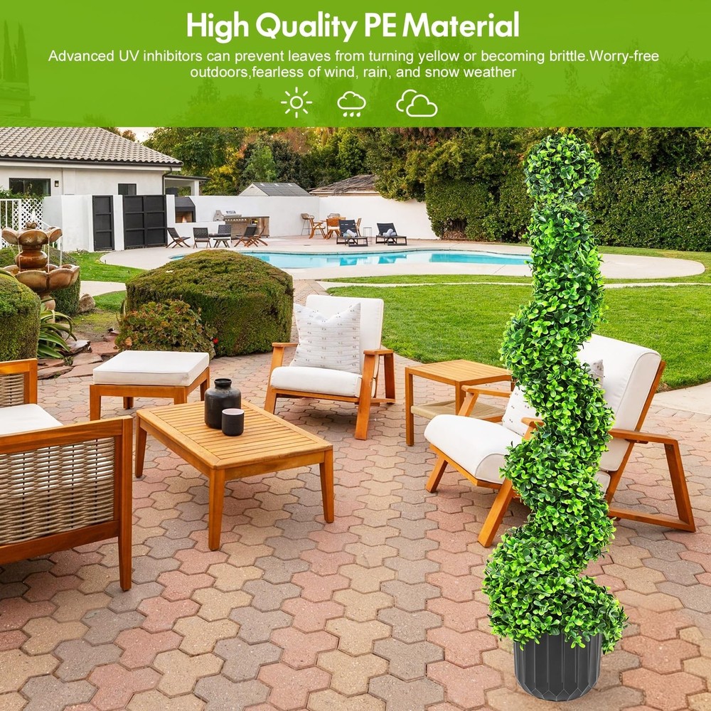 2 Pack 3FT Artificial Spiral Topiary Trees, Realistic Boxwood Trees, Evergree...