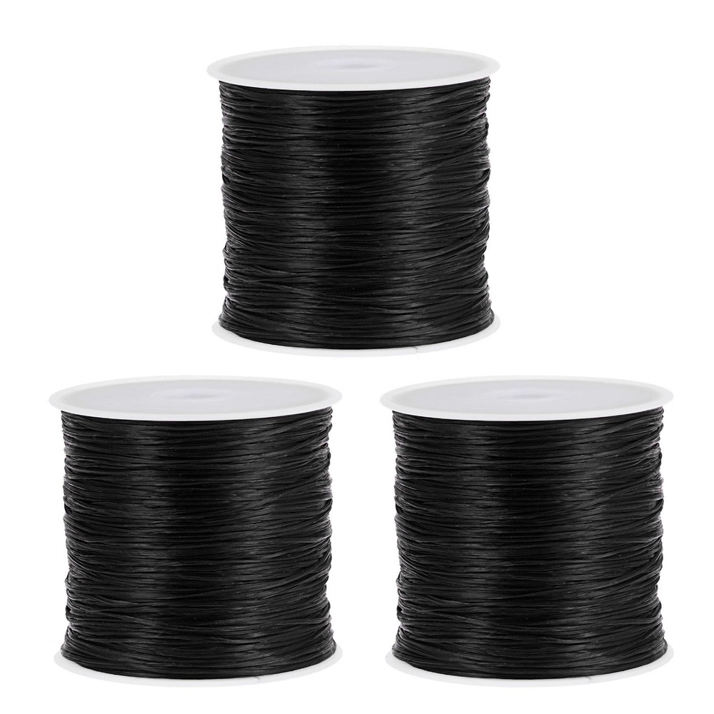 Elastic Cord DIY Making Stretchy String Craft Wire, Black, 3 Rolls
