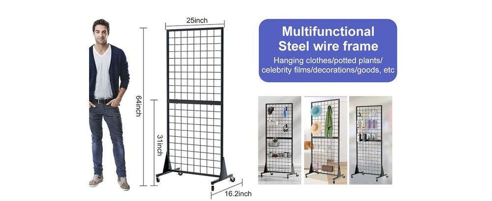 Display Grid Rack 2 Pcs 5.5 ft Panel Detachable Stand Craft Art Gridwall Tower