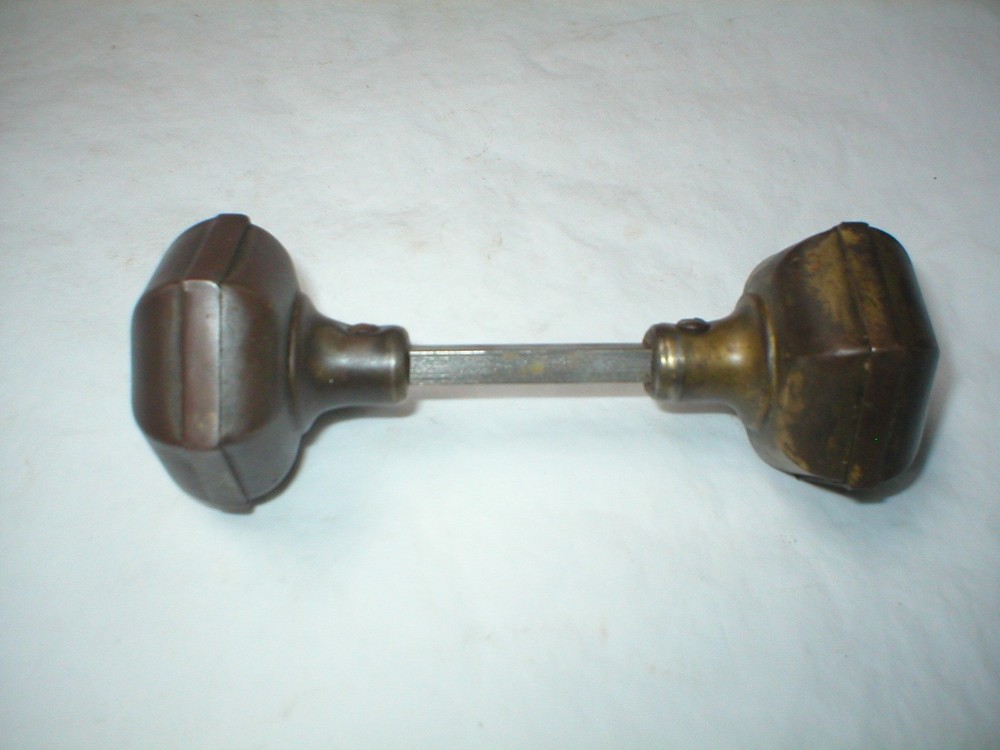 Antique Hexagon Doorknob Pair