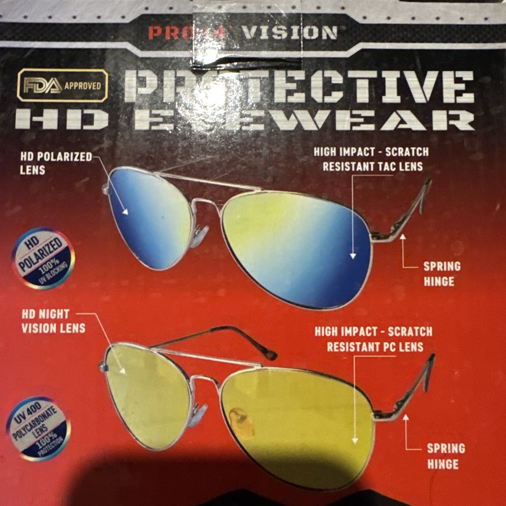Pro-4 Aviator Protective HD Eyewear - 2 Pack