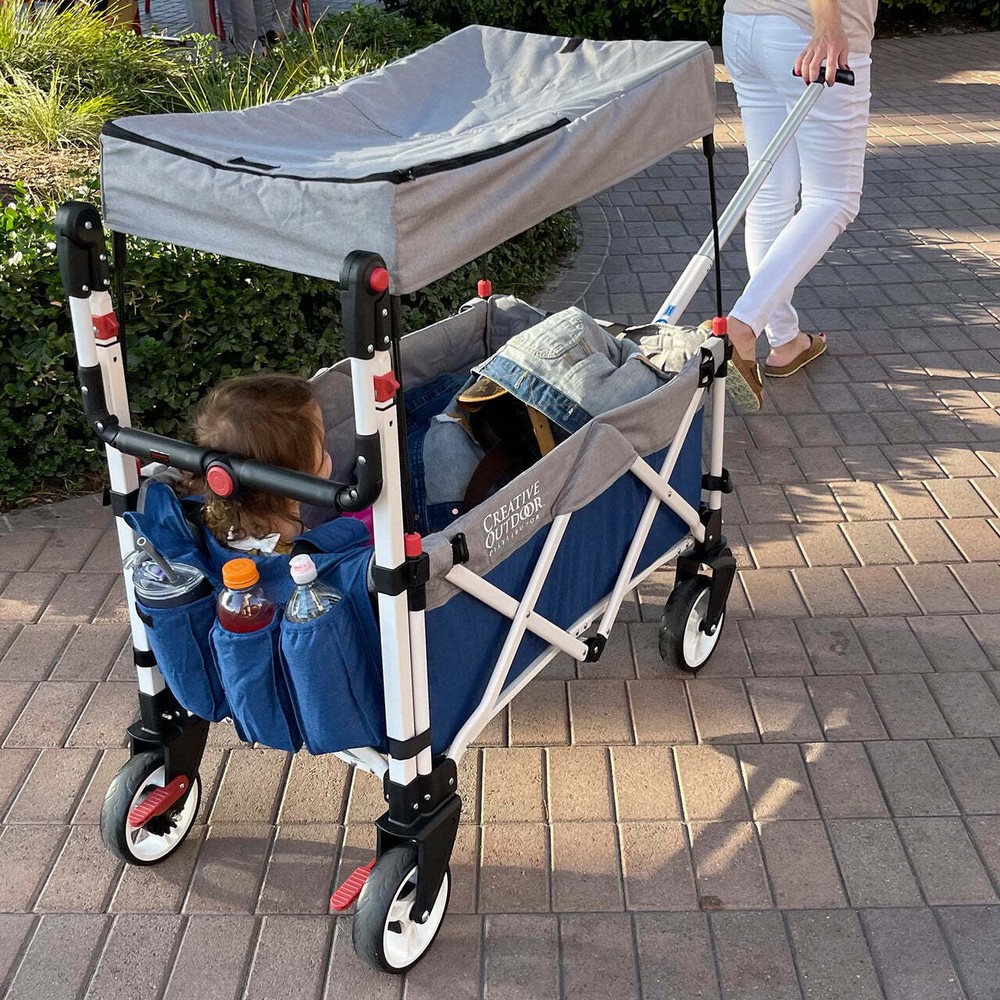 Creative Outdoors Pack and Push Ultra Compact Folding Stroller Wagon Navy