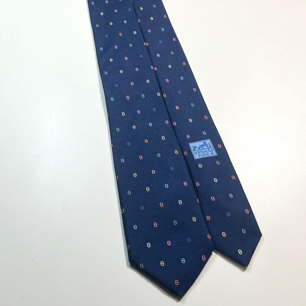 Good Condition HERMES Tie Maillon Multicolor