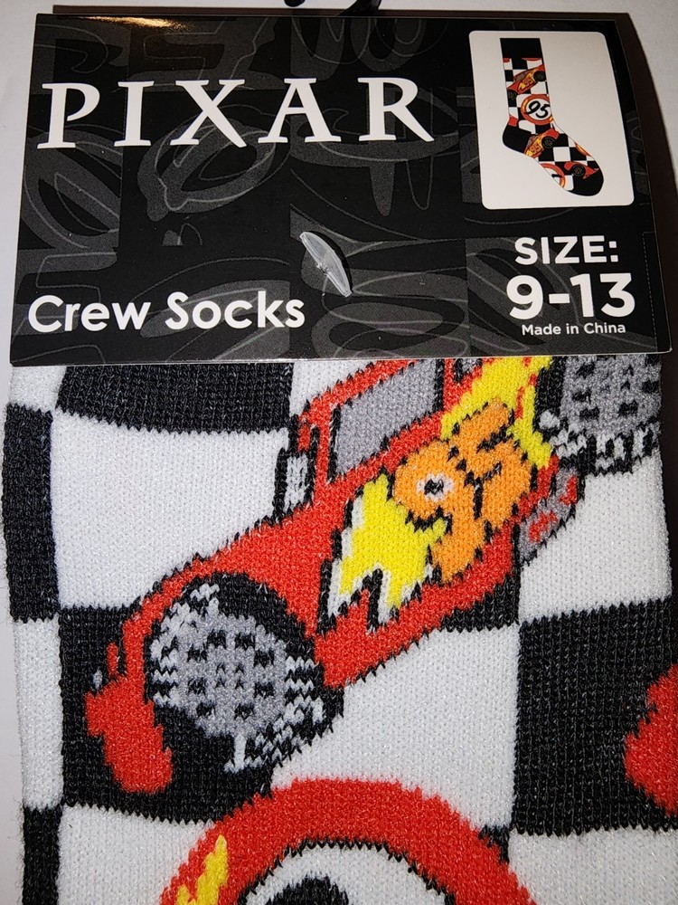New Pixar Lightning McQueen Socks Size 9-13