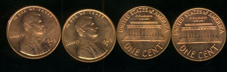 1969-S LINCOLN CENT BU ROLL #2