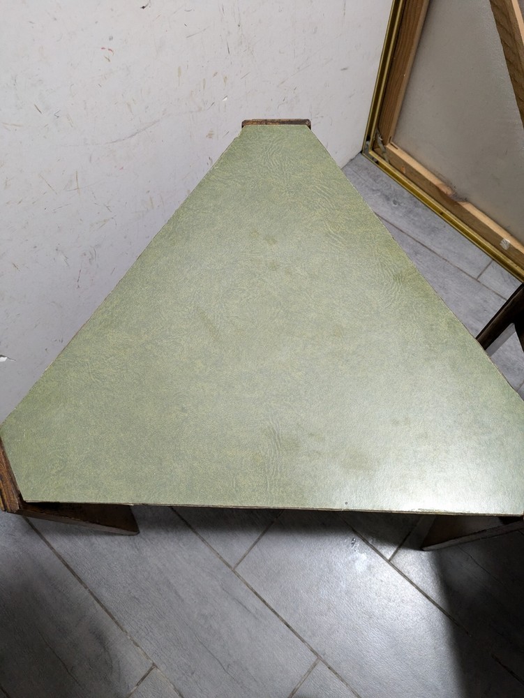 Vintage Set of 3 Mid Century Modern Triangular Wood Stacking Nesting Tables