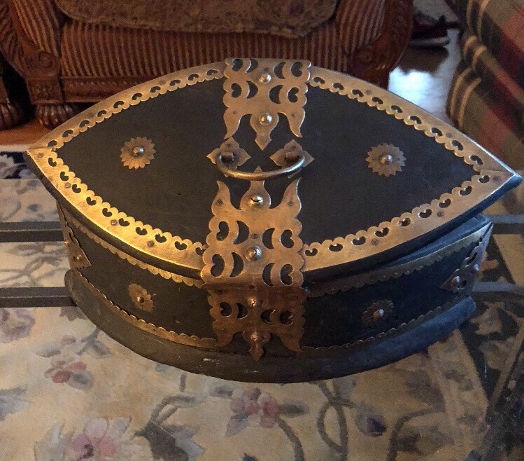 Unique Antique Wood & Brass Lock Trunk