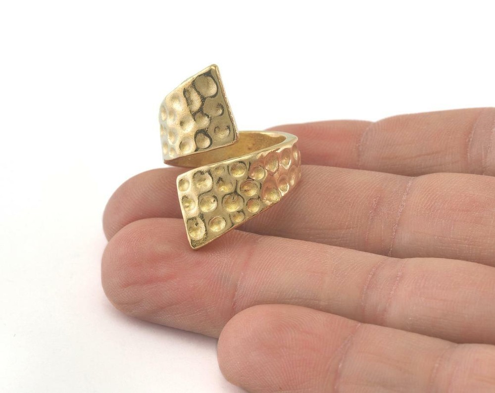 Wrap Hammered Ring Adjustable Raw Brass (17.5mm 7US inner size) 4701