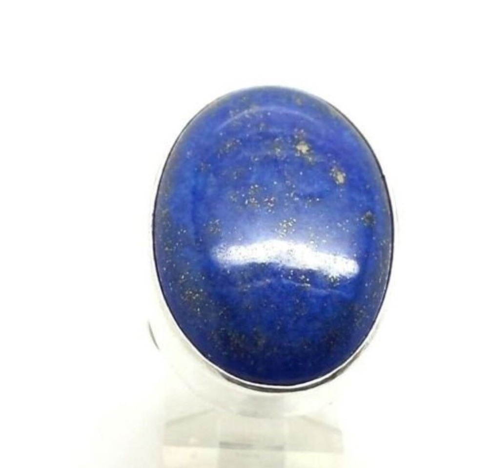 Oval Blue Lapis Sterling Silver Ring Sz8.75