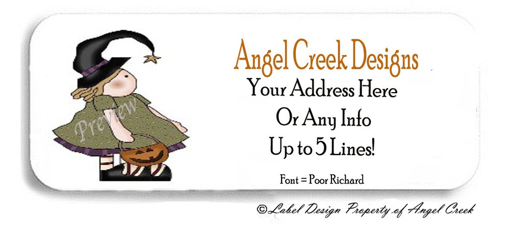 Primitive Halloween Witch Personalized Return Address Labels