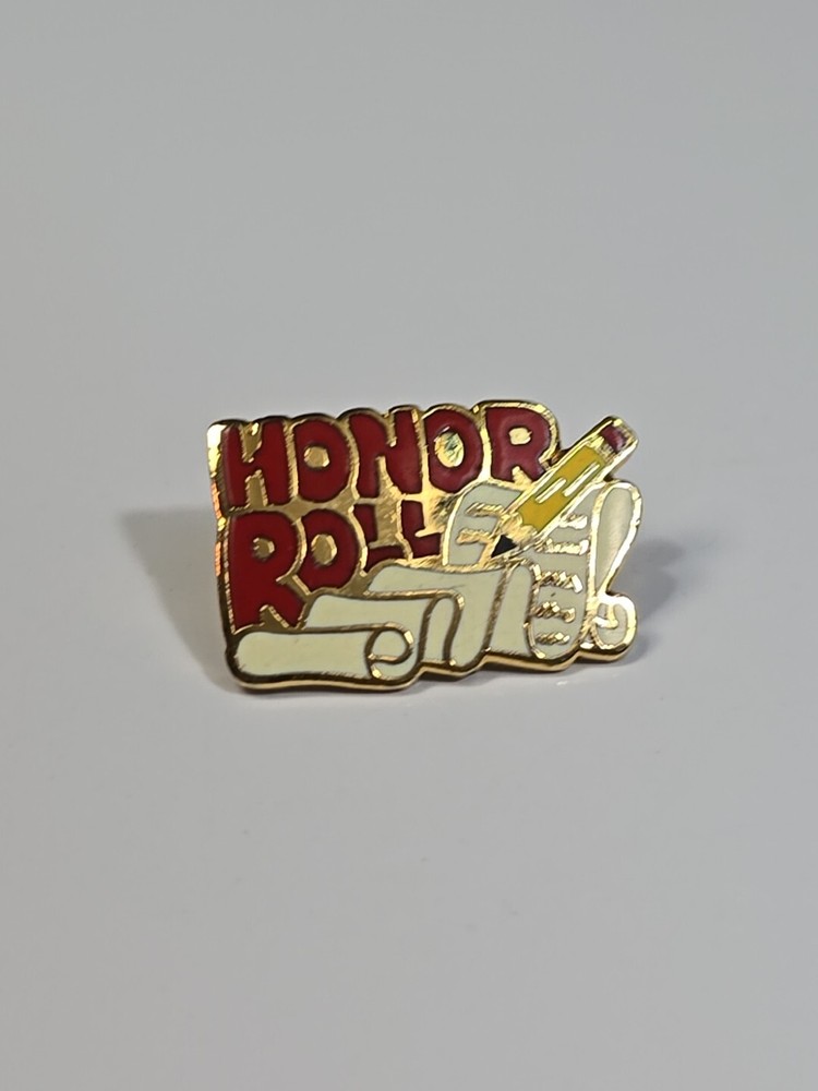 Honor Roll Scroll & Yellow Pencil Lapel Pin