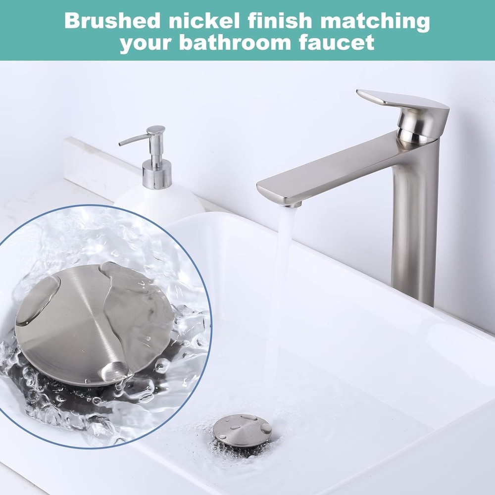 Bathroom Sink Drain Without Overflow, ARCORA Brushed Nickel