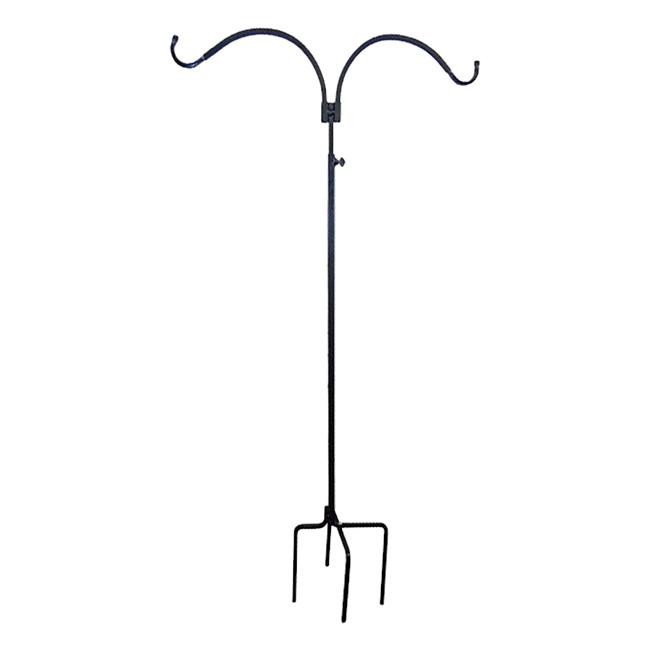 Erva Adjustable Double Shepherd Hook, Black, 4' 6" to 7'H