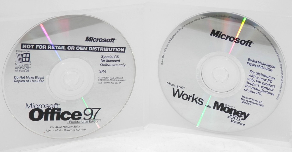 Microsoft Works 6.0 & Money 2001 & Office 97 Vintage Software CD-ROM