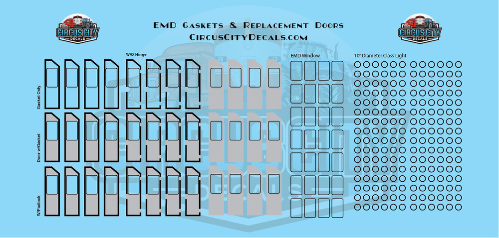 EMD GP & SD Class Light Gaskets & Replacement Door Decals HO Scale