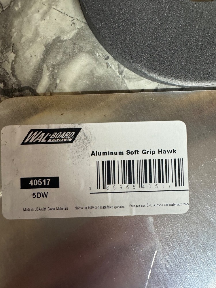 Wal-Board Aluminum Soft Grip Hawk -Mortar Board Holder