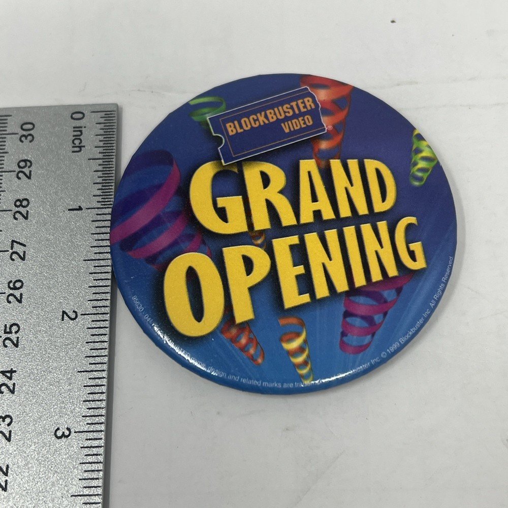 Blockbuster Video Grand Opening Button Vintage Pinback